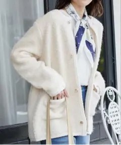 ☆美品☆ ROPÉ PICNIC金ボタンループ編みニットカーディガン(ミドル丈)