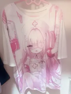 地雷系 量産型 病みかわピンク アニメプリント カットソー Tシャツ