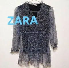 ✨一点物✨ZARA 花柄 シースルー 長袖ブラウス 11-12