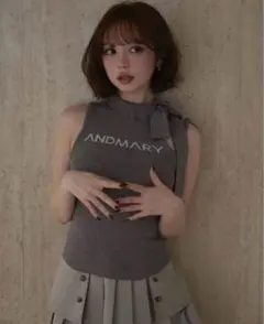 andmary Cotton ribbon tank BLACK - メルカリ