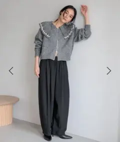 LOWRYSFARM フリルZIPカーディガン