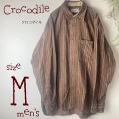 Crocodile《クロコダイル》胸元刺繍　シャツ　ブラウン　90s 古着