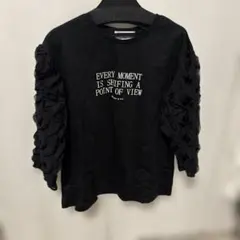 Vin ロゴプリント フリルスリーブ カットソー ブラックのサムネイル