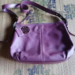 y2k　COACH レザー ショルダーバッグ パープル中古のサムネイル