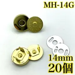 【1503】マグネットホック　ゴールド　14mm　20組
