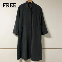 冬物SALE✨アンゴラ ロングコート フリーサイズ Aライン スタンドカラー