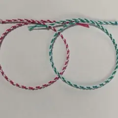 ハンドメイドミサンガ2本セット　アンクレット　ホワイト×ピンク・EG