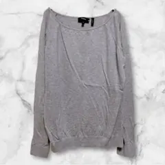 セオリー ＊ 長袖ニット 薄手 Tシャツ グレー コットン 無地 春 秋 冬