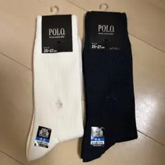 POLO ソックス 25-27cm ホワイト ネイビー 2足セット