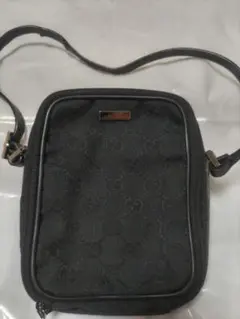 GUCCI グッチ ショルダー ポーチ ハンドバッグ キャンバス GG柄 黒