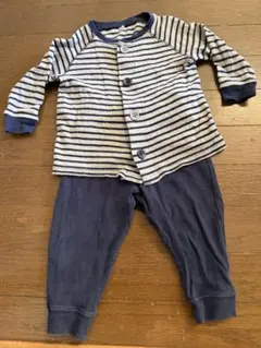 MUJI ストライプパジャマ 80サイズ ネイビー/グレー