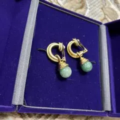 天然石 イヤリング ヴィンテージ アンティーク ゴールド