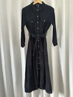 ZARA デザインロングワンピース　ブラック　M