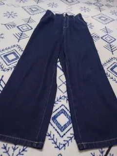 濃紺 ワイドレッグ デニムパンツ