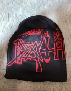 デスメタルバンド・DEATH・ロゴ・ビーニー・ 黒赤・ニット帽・オールシーズン