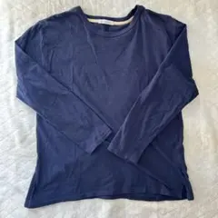ネイビー コットン 長袖Tシャツ