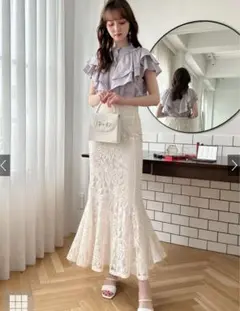 GRL 花柄レースマーメイドスカート[nh54] アイボリー L