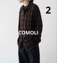 COMOLI 24SS レーヨンオープンカラーシャツ CHECK 2 COMOLI (コモリ) レーヨンチェック オープンカラーシャツ