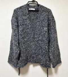 ZARA ミックスニット カーディガン グレー Sサイズ