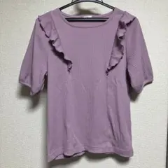 ハニーズ　フリル付き半袖Tシャツ ラベンダー