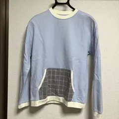 水色 長袖スウェットポケット付き