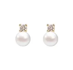 1粒 パール ダイヤ イヤリング ゴールド ステンレス 痛くない クリップ 新品