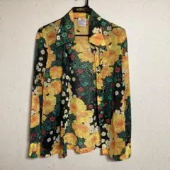 おしゃれ 総柄シャツ レディース レトロ 昭和 古着 vintage 花柄シャツ