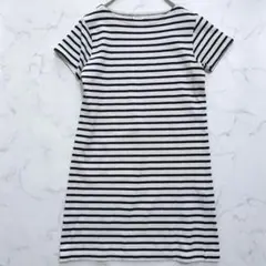 オーシバル　ボーダー半袖ワンピース　生成×紺　綿100%　日本製　美品のサムネイル