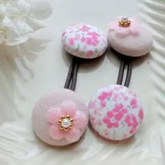 226✾︎ ハンドメイド　ヘアゴム2個セット　22㎜くるみボタン