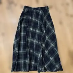 ネイビーとホワイトのチェック柄プリーツスカート Mサイズ