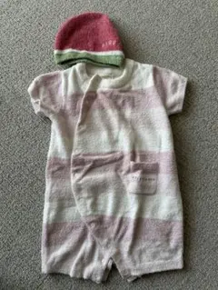 gelato pique ストライプロンパース＆スイカ帽子セット　70〜80cm