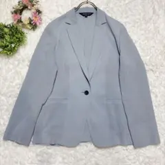 【インディヴィ】テーラードジャケット (M） 洗える 美シルエット くすみブルーのサムネイル