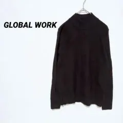 3560T グローバルワーク ハイネック リブニット ブラック M長袖 セーター