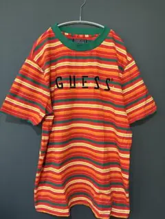 【美品】　GUESS カラーボーダー　Tシャツ