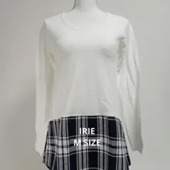 804 ホワイト長袖チェック柄フリルトップスカジュアル