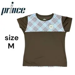 Prince テニスウェア M 半袖 チェック ブラウン系