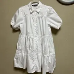 ZARA ザラ　フリルワンピース　シャツワンピース　チュニック　ホワイト
