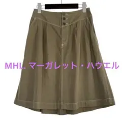 秋色 MHL. マーガレット・パウエル フレアスカート カーキ 1 S コットン