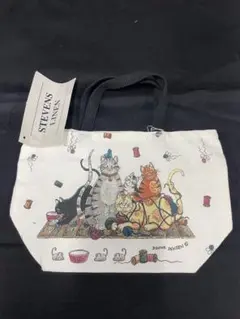 USA製 猫柄 トートバッグ STEVENS LINEN ネコ