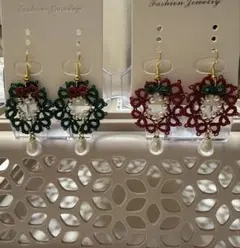 クリスマスモチーフ タティングレースピアス