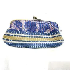 【訳あり】　がま口長財布　ポーチ　親子口　2コ口 ラリーキルト　カンタキルト