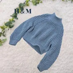 美品❗️【H&M】ボリュームニット 長袖リブクロップド丈 ドロップショルダー