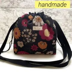 花柄　巾着ショルダーバッグ　ハンドメイド