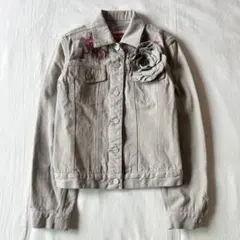 【希少】PINK HOUSE デニムジャケット バラ 刺繍 デザイン◎ グレー