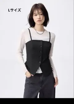 GU フロントボタンビスチェ　黒