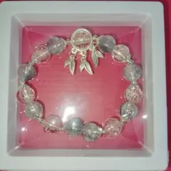 ガラス製葉チャーム付きブレスレット2点セット