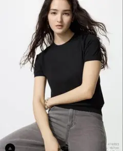 【新品タグ付】UNIQLO UVカット クルーネックセーター 半袖 ブラックXL