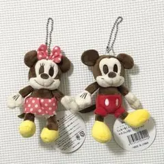 タグ付　レトロ　ミッキー＆ミニー　マスコット　ぬいぐるみキーホルダー　ディズニー