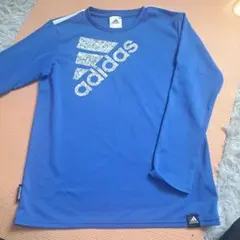 adidas 長袖カットソー 青 サッカーシャツ