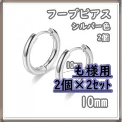 も様用 フープピアス ステンレス シルバー10mm 2個 ×2セット